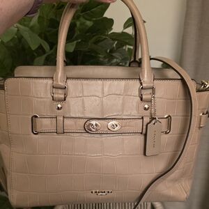 Coach Blake Carryall Croc Embossed Tan Leather Satchel Bag F37099